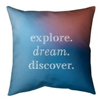 Artverse Citati višebojna pozadina Istražite DREAM Discover Quote Pillow-Fau Suede Veliki
