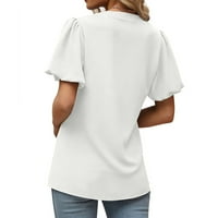 Kakina s uredskim majicama za žene plus veličine labave kratkih rukava V-izrez Solid bluza Majica Tunički