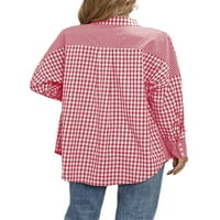 Glookwis ženske bluze s dugim rukavima Labavi vrhovi Ležerne prilike s jednim grudima TUNIC majica revel