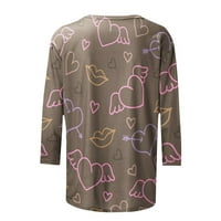 TKLPEHG majice za žene Lagane posade pulover vrhove opružnih košulja Comfy labava bluza Grafički teženi