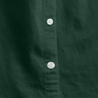 Ženska pamučna posteljina casual čvrsta majica s dugim rukavima bluza s majicama dolje zelena