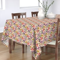 Pamuk Satens Stolcloth, 70 kvadrat - vrtni krem ​​cvijeće cvjetni lijepi ručni vintage stil Print Custom stol posteljinu od kašičice