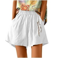 PBNBP ljetne kratke hlače za žene casual plus size pamučne posteljine visoki elastični džepovi za struku