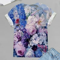 Ljetne bluze za žene Ženska modna štamparija Okrugli vrat Labavi kratki rukav majica Pulover vrhovi