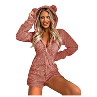 Oxdoi Weines Women Plus size Fleece Pajamas, Pajemy Mekani kapuljač pidžama Set Winter Fall Cat Ear