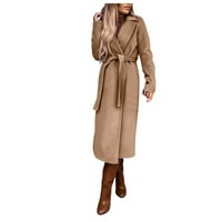 Ženska bluza od vunene kapute tanki kaputi Duga jakna dame tanki dugi remen elegantni preko rublje