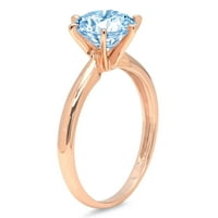 0,5ct okrugli rez plavi simulirani dijamant 14k 14k ružičasto zlato Angažovanje prstena veličine 10.25