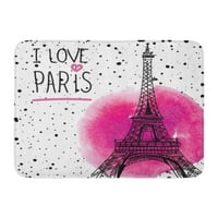 Pink Vintage I Love Paris Eiffel Tower of Akvarel mrlje City Travel Doormat kat rug rug 23.6x
