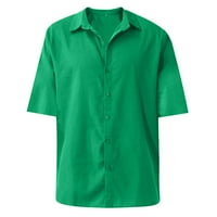 Ljetni trendi čišćenje muški majica Dizajnerska proljetna ljeto Muška povremena pamučna posteljina pune boje kratkih rukava Majice Labave majice zelena xxl