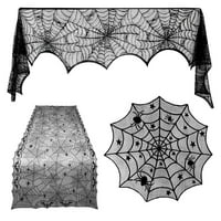 Štednja za Halloween, DVKPTBK Halloween Spiderweb Stolcloth Black čipkasti šišmiši pauk zabavni stol