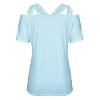 Ženske majice Plus size Ljetni modni ženski ljetni V-izrez casual čipke patchwork solid caims bluza