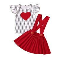 Djevojka Teen Girl Modne odjeće Vrhovi za bebe Set suknje Djevojke Suspenderi Dan mališana Ispiši Valentine's